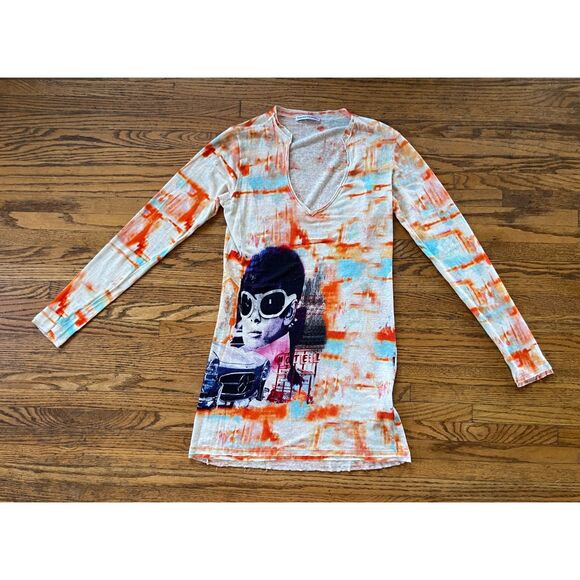 PRINTED ARTWORKS Multicolor Long Sleeve T Shirt Tee Top Women's Size Large - Picture 3 of 10